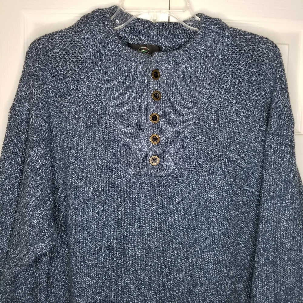 Red Head Blue Henley Pullover Knit Sweater‎ Long Sleeve Sweatshirt Size X…